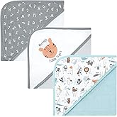 Hudson Baby Unisex Baby Cotton Rich Hooded Towels, Alphabet, One Size