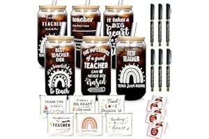 ONEHAUS Teacher Appreciation Gifts Set of 6, Thank You Teacher Gifts Bulk, Can Shaped Beer Glass Cups for Beer, Iced Coffee, 