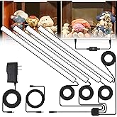 JUSJUBR Display Cabinet Lights, LED Shelf Lighting with Memory Function, 4x12 Inch Black Display Case LED Lighting, LED Lights for Display Case, Cold White 6000K, Ultra-Thin, Dimmable