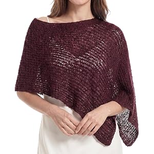 Chicingyou Summer Sheer Ponchos for Women, Lightweight Knit Popcorn Shrug Cape Pullover, Breathable Dress Cover up Wrap