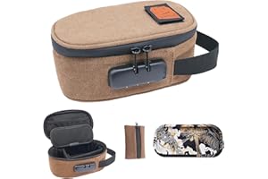 RYO TRUST Smell Proof Bag with Combination Lock, Odor Proof Bag with Metal Tray and Mini Pouch Pocket, Stash Box for Storage and Travel, Portable and Easy to Use, Brown