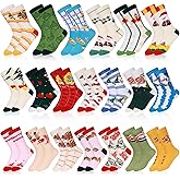 Suhine 20 Pairs Christmas Funny Cute Novelty Design Crew Socks Cotton Creative Fun Dress Socks Winter Colorful Kids Christmas Socks for Boys Girl Unisex Xmas Gifts