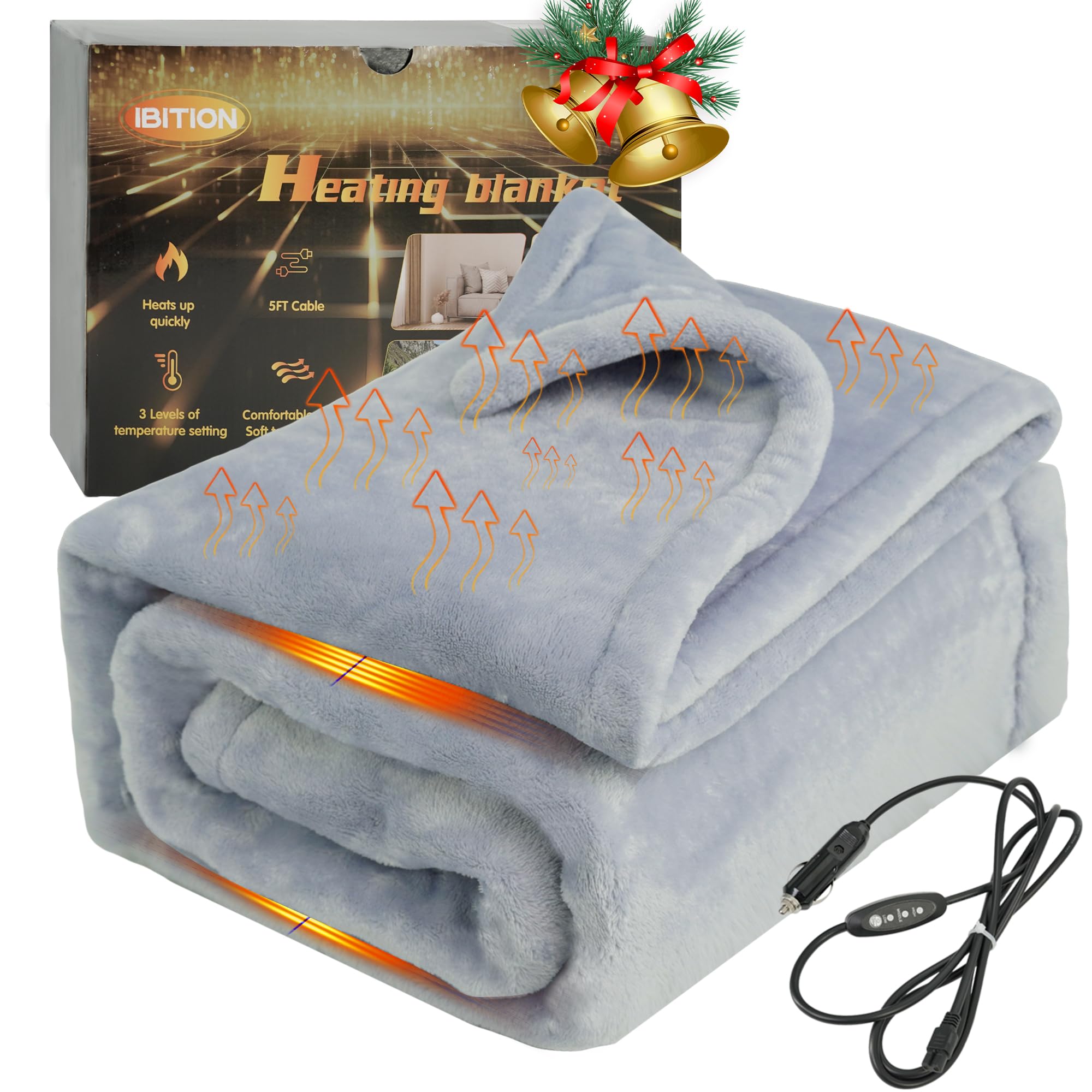 Photo 1 of **MISSING CAR CHARGER** IBITION 12V Heated Blanket for car,Machine Washable Electric Blanket Heated Travel Blanket Plug in Flannel Heating Throw for Car Truck SUV Van 40x55” with Controller 3 Heating Level