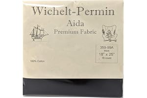 SDYAXCM Wichelt Premium Aida Cross Stitch Fabric, Black, 18 Count, 18 x 25 Inches
