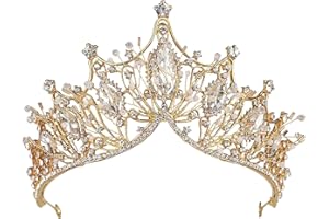 Gold Crown for Women,Crystal Wedding Tiara and Crown for Birthday Headband,Queen Tiara Bridal Wedding Headpiece Girl Hair Acc