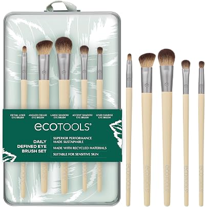 EcoTools Daily Defined Eye Brush Kit + Storage Tray, 5 Piece, Vegan Cruelty Free