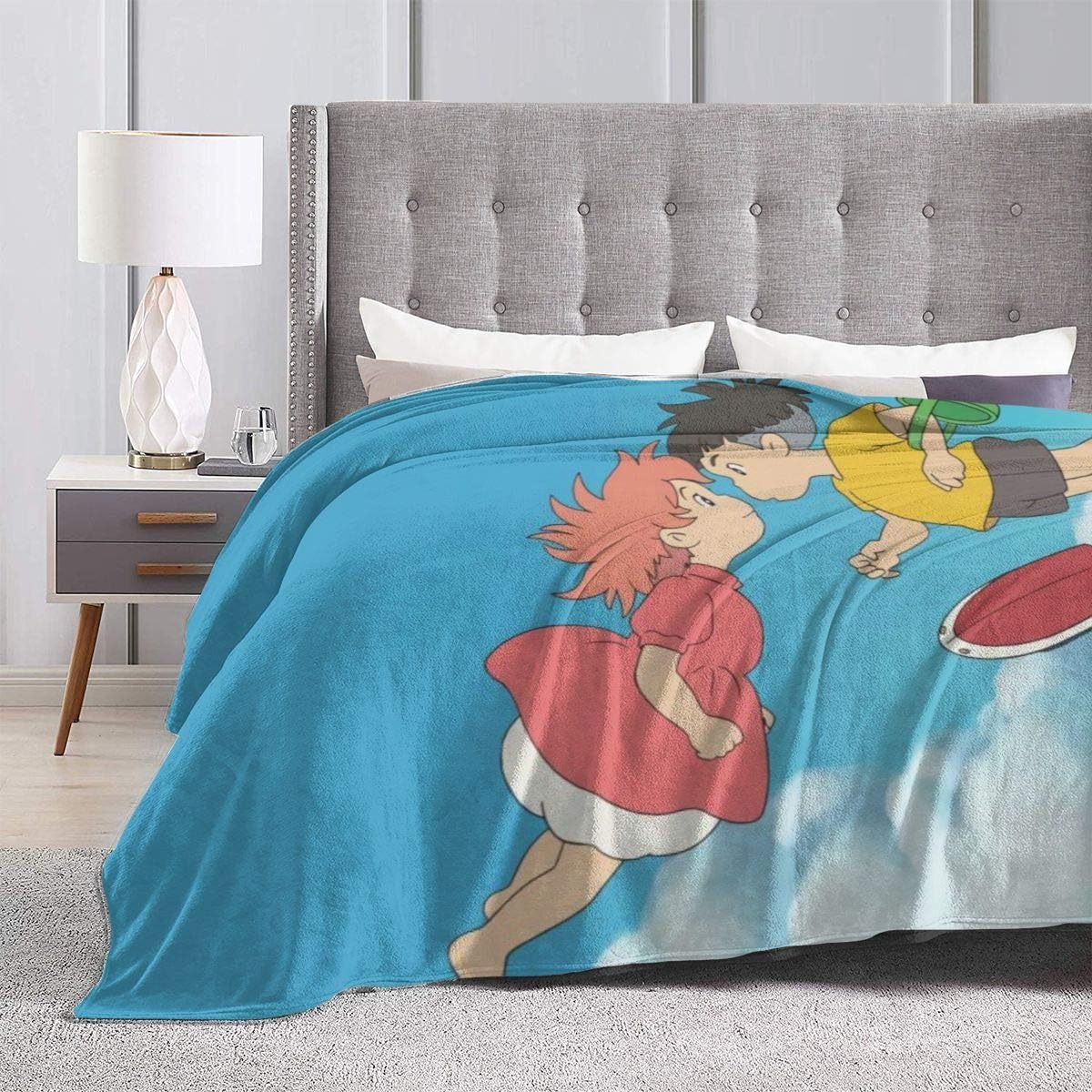 ChristineBermudez Ponyo On The Cliff Imported Super Soft Blanket, Ultra Light Comfortable Flannel Winter Warm Blanket, Bedding for Sofa Navy Bedroom Living Room50 x40