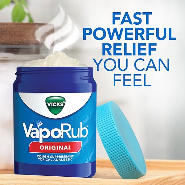 VICKS VAPORUB, ORIGINAL, COUGH SUPPRESSANT, TOPICAL CHEST RUB & ANALGESIC OINTMENT, MEDICATED VICKS VAPORS, RELIEF FROM COUGH DUE TO COLD, ACHES & PAINS, 1.76OZ EACH (PACK OF 3)
