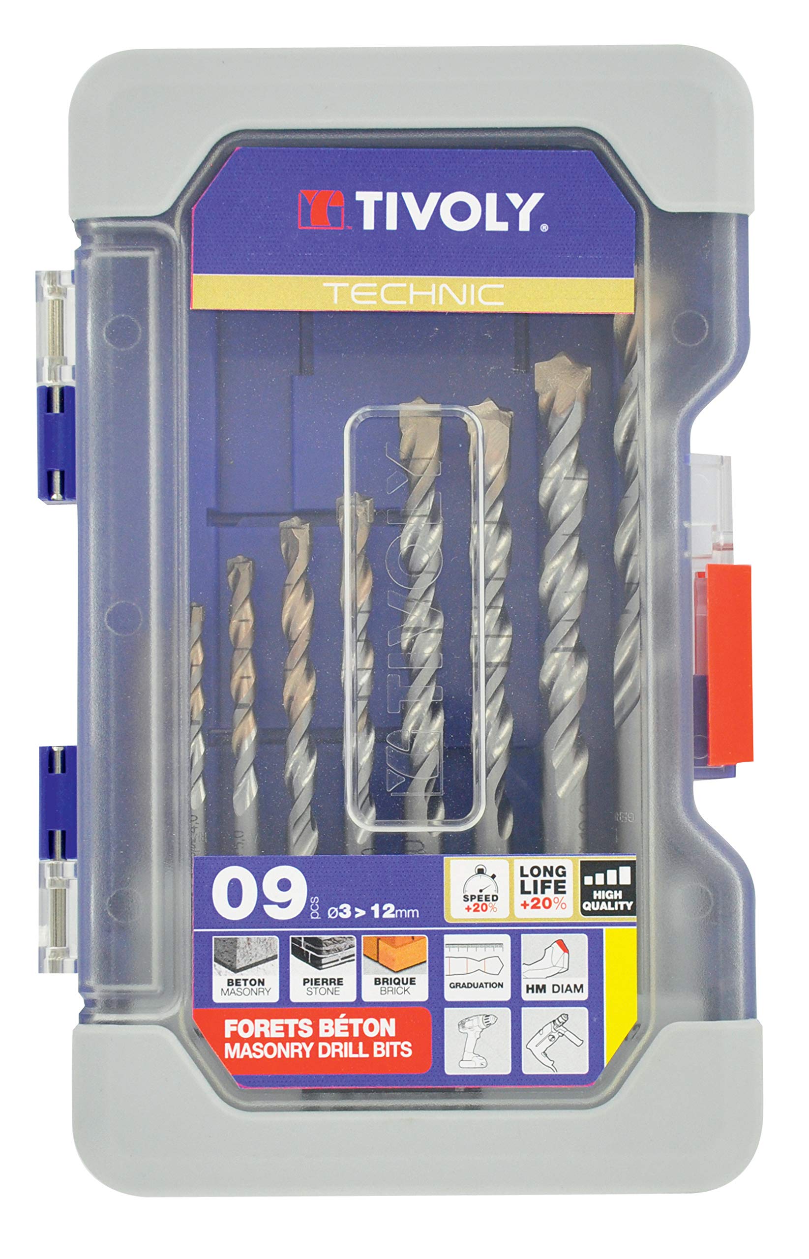 Tivoly 10960570018 Ranger T9 Masonry TECHNIC Cylindrical Concrete Drill Bit Set