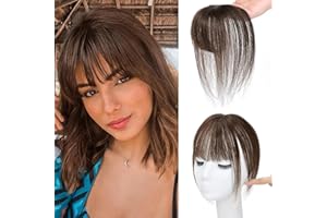 MORICA Bangs Hair Clip, 360° 3D Cover Clip in Bangs 100% Real Human Hair Toppers with Bangs，Hair pieces Clip on Bangs for Women Fake Bangs for Daily Wear (Dark Brown, 5×7 3D Bangs)