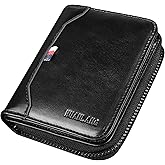 HUANLANG Mens Wallet RFID Blocking Multi Card Holder Wallets for Men Bifold Wallet with Zipper Small Men's Leather Wallet