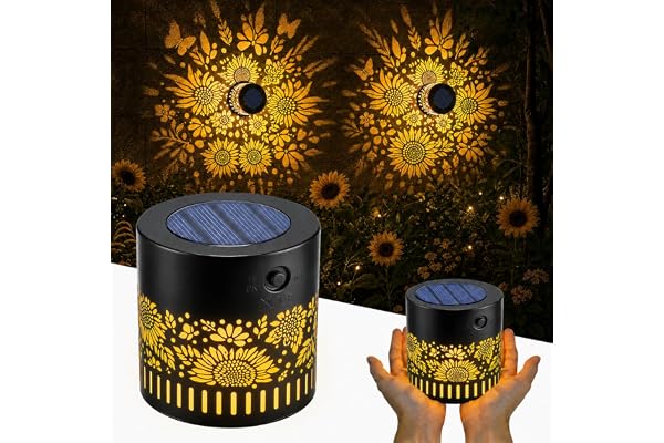 Mandala Solar Lights, Metal Waterproof Wall Art Outdoor Garden Fence Lights, Light Up Decorative Lamp for Step Post Patio Bac