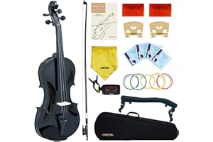 Crafteem 1/2 Fiddle Black Colored Premium Violin Outfit for Beginners Adults Kids With 5 Color Fingering Tape- Handcrafted Student Beginner Violin.