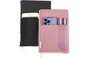 APLUFINE 2Pcs Canvas Book Covers, Washable Book Protector, Cute Book Cover for Paperback Novels, Adjustable Book Cover for Hardcover with Pockets for Pen, Book Lovers Gifts