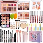 All in One Makeup Kit, Make Up Gift Set for Women, Makeup Kit for Women Full Kit, Includes Foundation Face Primer Eyeshadow Concealer Liquid Blush Lipgloss Eyeliner Mascara Cosmetic Brushes Set