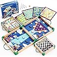 8-in-1 Portable Kids Game Set - Multi Travel Games Combo with Chess, Snakes & Ladders, Sling Puck Game, and More Perfect for Family Fun and Learning on The Go