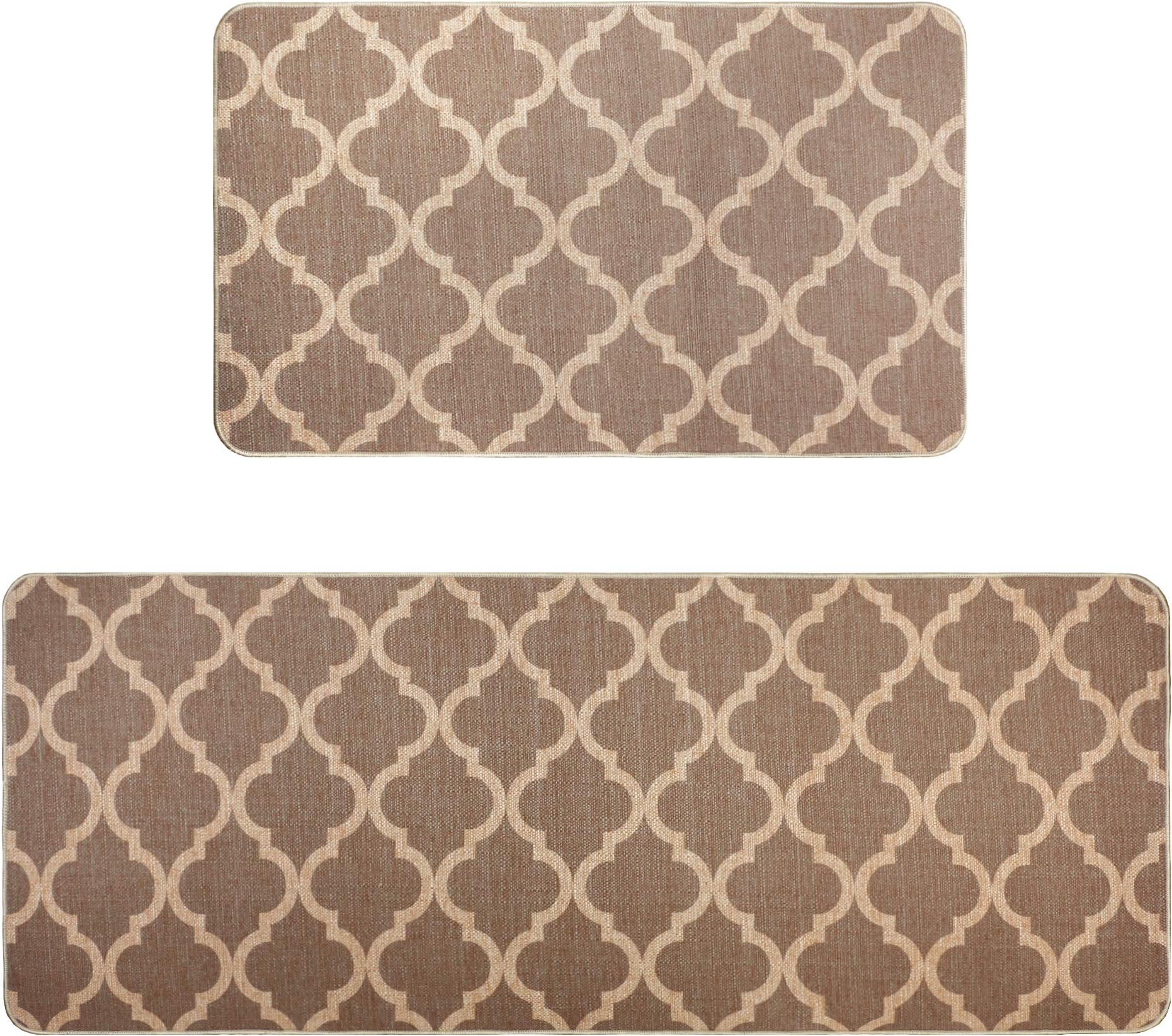 Homcomoda 2 Piece Kitchen Floor Mats Microfiber Cushioned Anti-Fatigue Kitchen Rugs Non-Slip Rubber Backing Heavy Duty Standing Mats Washable Comfort Doormats(17.7” x 29.5” + 17.7” x 47”)
