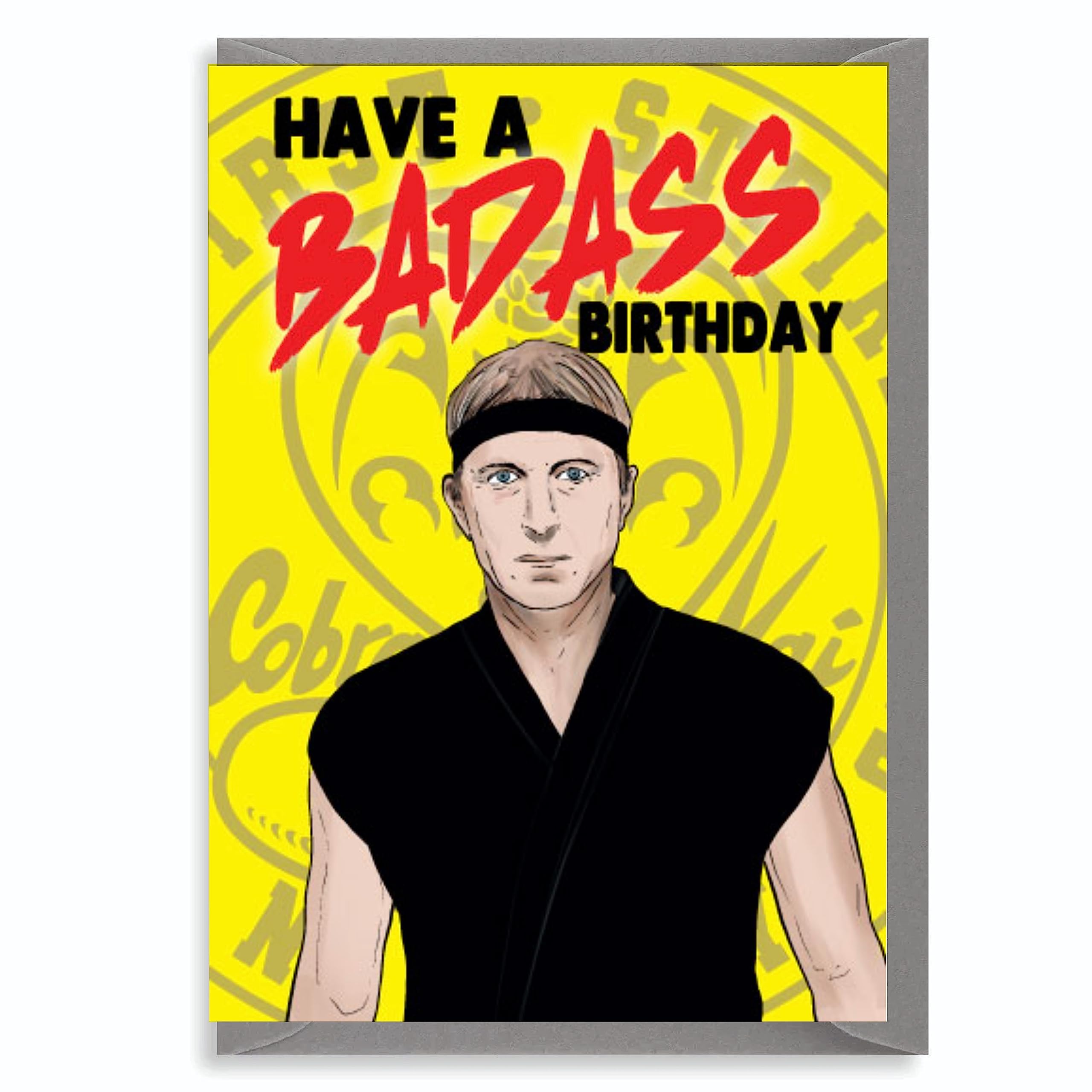 Badass Birthday Card Funny Retro Martial Arts Design Cool Karate Humour Greeting for Him Brother Mate 5x7 with Envelope IN58