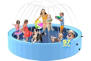 Bilibara Sprinkler Pool for Kids, 97'' Non-Slip Kids Pool, Dog Swimming Pool for Kids, Heavy Duty Dogs Splash Pad Pools for Large Dogs, Hard Plastic Kiddie Pool for Backyard