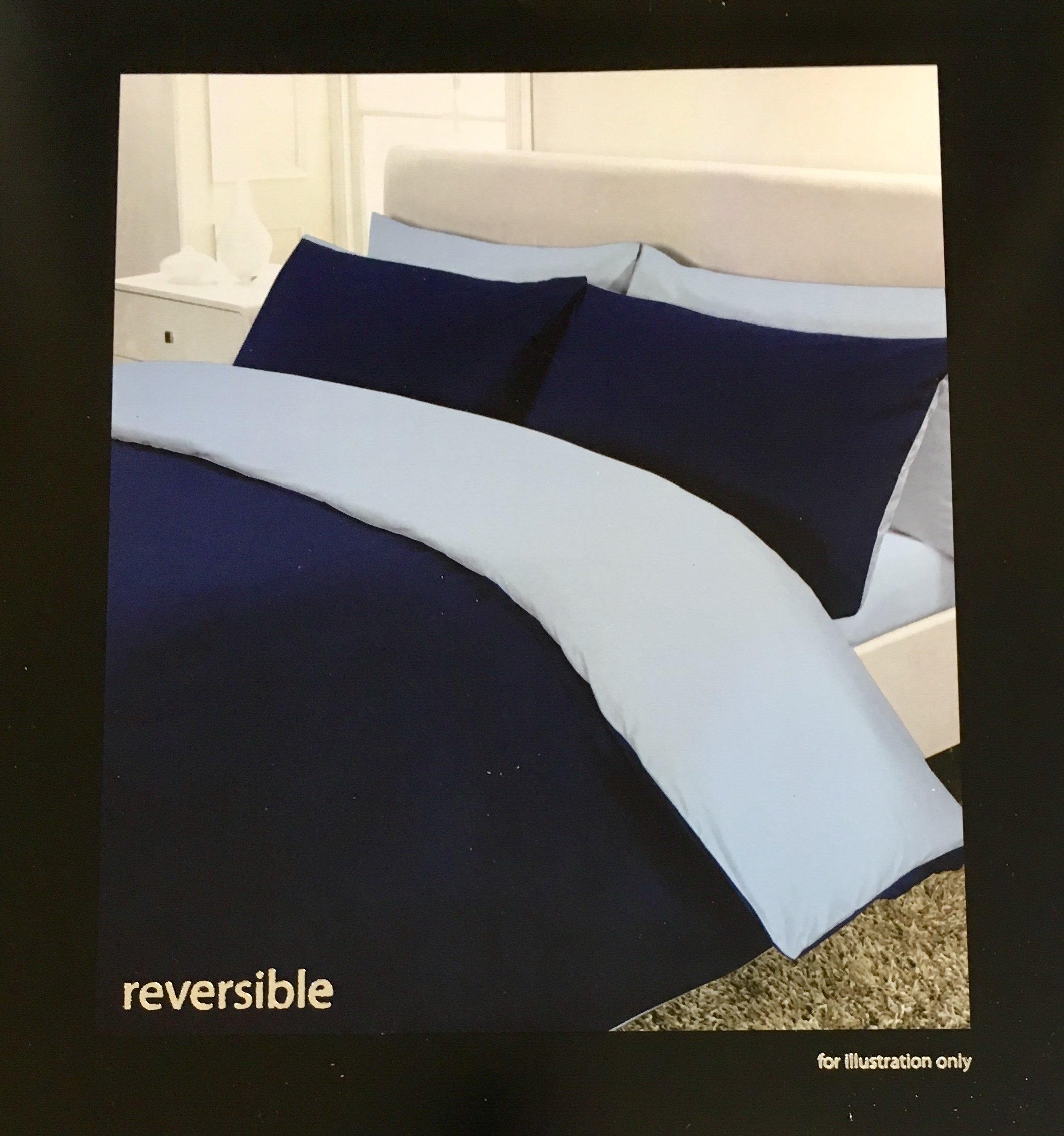 Rapport Home Percale Reversible Quilt Cover, Polyester-Cotton, Blue/Navy, Double — image 1