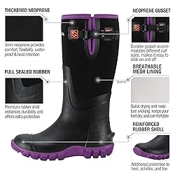 HISEA Women's Mid Calf Rain Boots Waterproof Rubber