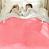 VELLUBAM Queen Heated Blanket 84" x 90" - Flannel Sherpa Electric Blanket Queen Size with Dual Control, 5 Heating Levels & 10 Hours Auto Off, Heating Blanket with Overheat Protection for Home(Pink)