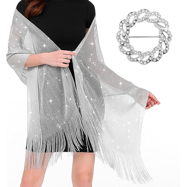FURTALK Shawl Wraps for Women Silver Shawls and Wraps for Evening Dresses  Sparkling Wedding Party Shawl Gift at Amazon Women's Clothing store