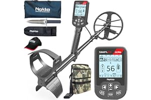 NOKTA DETECTION TECHNOLOGIES Nokta Simplex Ultra Metal Detector Kit Serious Beginner Pack (Digger,Carrying Case,Cap) Professional Metal Detector Set for Adults Waterproof with Carbon Fiber Shaft and 11” Search Coil