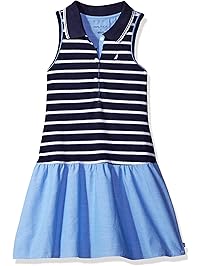 Nautica Toddler Girls' Sleeveless Striped Dress with Chambray Skirt