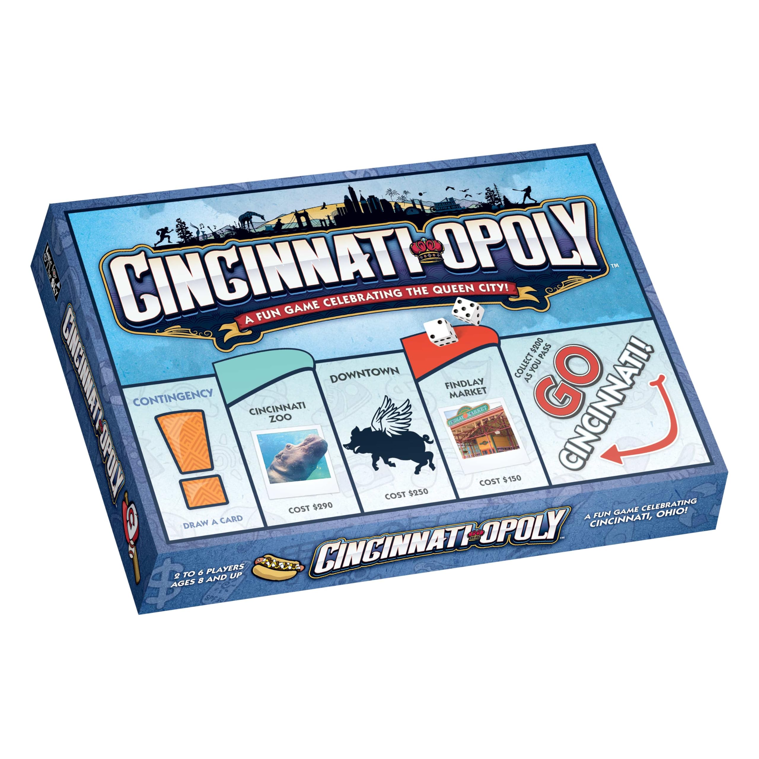 Photo 1 of ***DAMAGED -MISSING PARTS -SELLING AS IS *** Late for The Sky Cincinnati-Opoly Board Game – Family Strategy Game for 2-6 Players, Opoly-Style City Landmarks, Fast One-Hour Option, Fun Gift for Adults and Kids 8+
