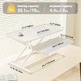 ERGOMAKER Height Adjustable Standing Desk Converter 81cm Wide White view 3
