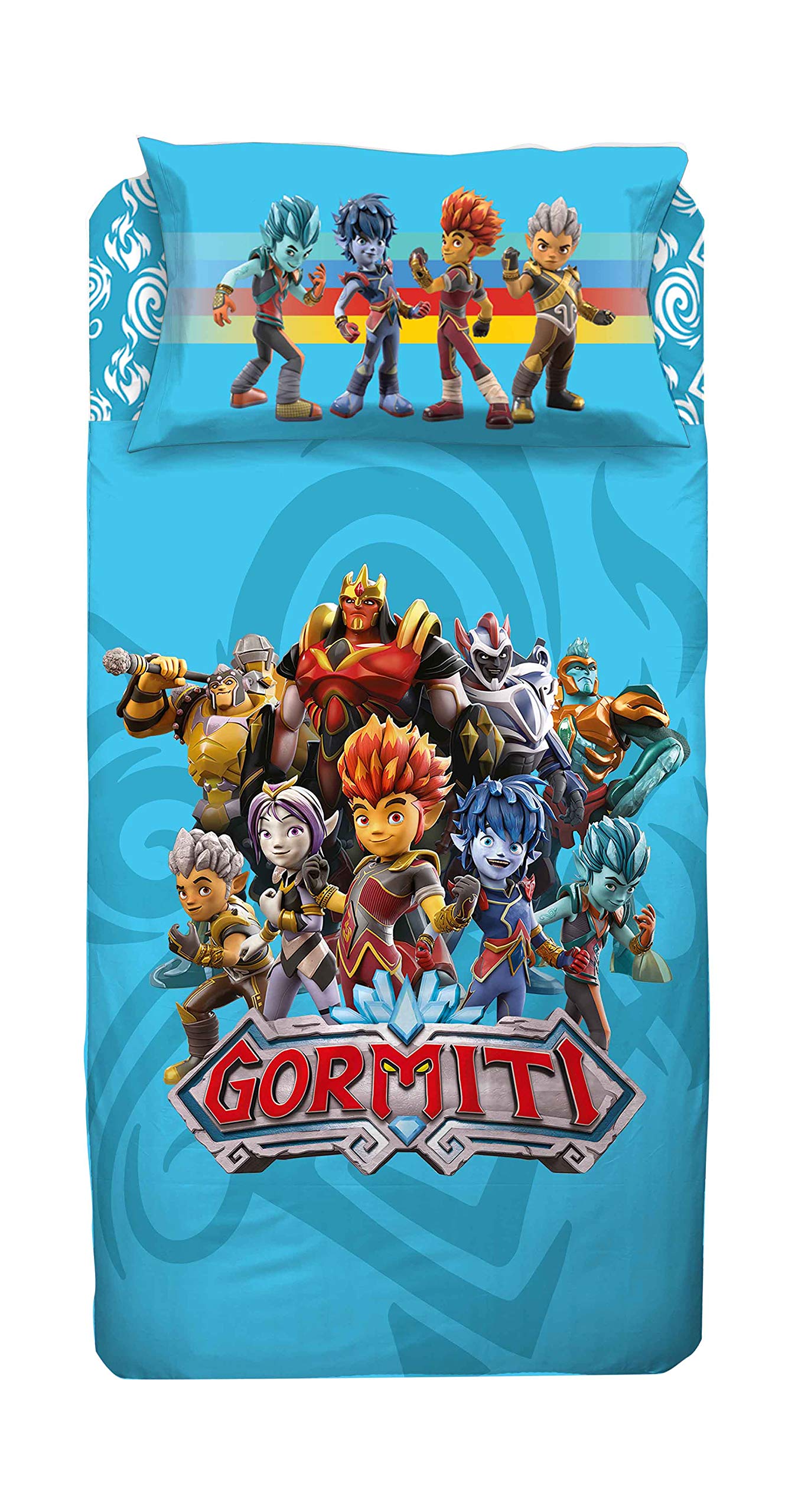 Gormiti Single Bed Sheet – Gormiti Cotton Single Bed Set – Top and Bottom Sheet with Corners + Pillowcase