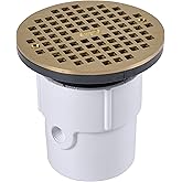 Oatey 3 in. or 4 in. PVC General Purpose Drain with 6 in. BR Grate
