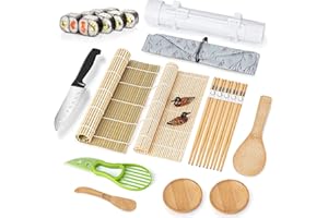 Luney Sushi Making Kit, Sushi Roller Set, All in One Sushi Maker Kit, Sushi Rolling Mat, Sushi Bazooka, Chopsticks Holders, Rice Paddle, Avocado Slicer for Beginners, Kids, Family, Friends, Home
