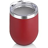 DOMICARE Stainless Steel Wine Tumbler Bulk with Lid, Personalized Insulated Tumblers Set, 12oz Travel Coffee Cups Pack of 1, Red