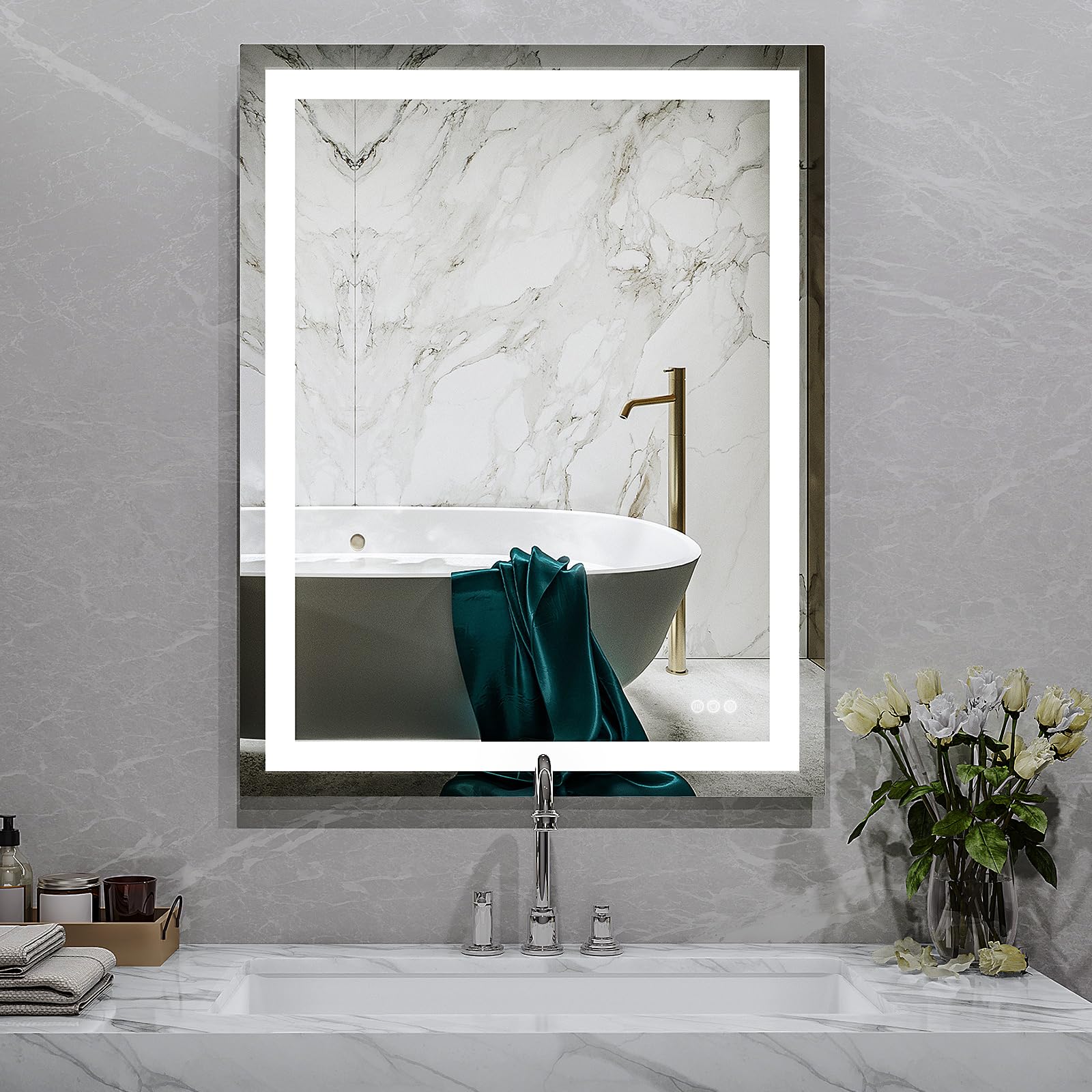 ANTEN LED Mirror for Bathroom 32x24 Wall Mounted Bathroom Mirrors with ...
