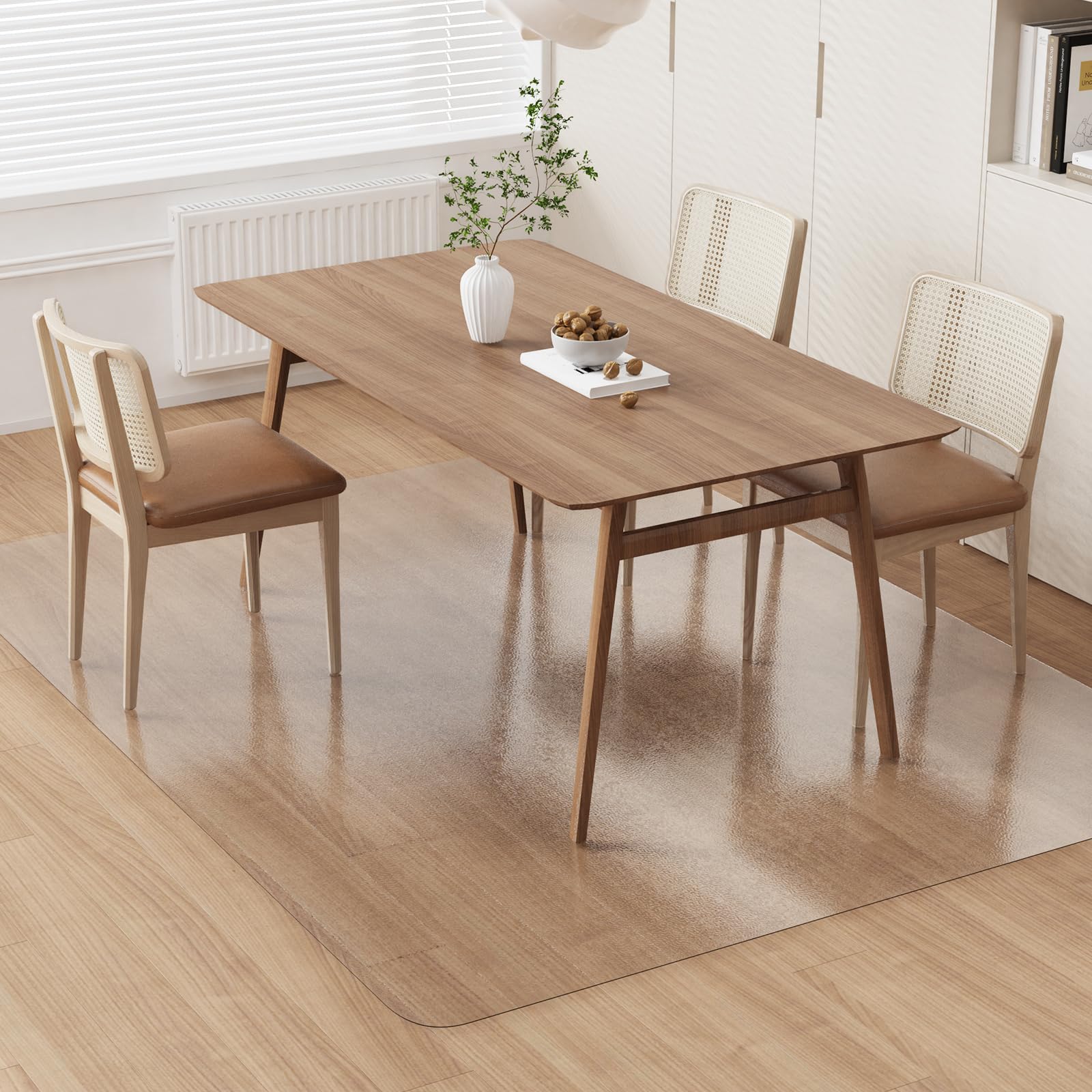Photo 1 of Clear Plastic Area Mat for Under Dining Table, 8'×12' Large No Slip Waterproof Vinyl Area Rug for Home, Anti-Spill Hard Floor Protector Cover, Splat Mat for Under High Chair, Easy Clean Floor Mat