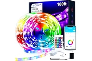 VOLIVO 100ft Led Strip Lights for Bedroom, Color Changing Led Light Strips Kit with 24 Keys IR Remote and Smart App Control, RGB Music Sync Lighting for Room, Home Decor