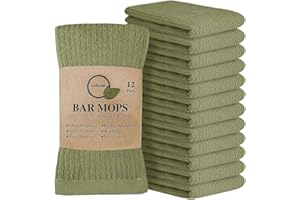 Softolle Kitchen Towels, Pack of 12 Bar Mop -16x19 Inches -100% Cotton White Towels - Super Absorbent BarTowels, Multi-Purpos