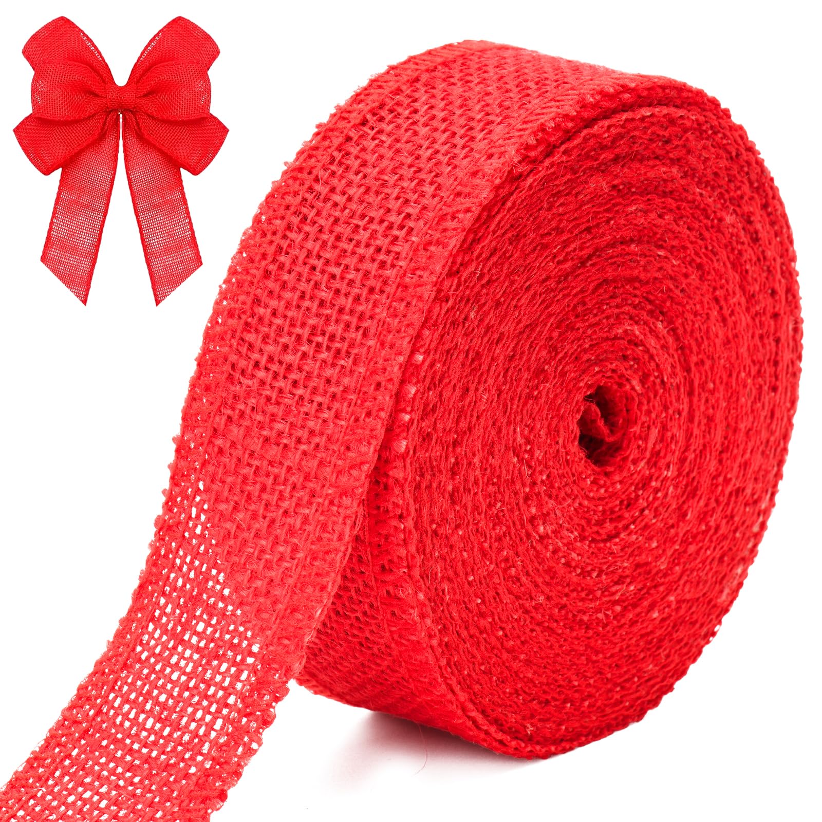 G2PLUS 4CM Jute Burlap Ribbon, 10M Red Hessian Ribbon for Gift Wrapping, Crafting Wedding Gifts and Valentine's Day Projects — image 1