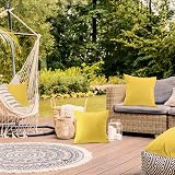 Boao 4 Pack 18x18 Outdoor Waterproof Pillow Covers Golden Yellow PU Coated view 5