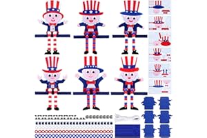 Blueweenly 24 Sets 4th of July Craft Kits for Kids Patriotic Craft with Beads Independence Day Felt Gnome Ornament Red White Blue DIY Kit for Memorial Day Kids Party Favors Classroom Activities