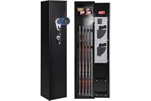 JoanKaren 6 Gun Safe for Rifles and Pistols, Heavy Duty Gun Cabinet with Adjustable Gun Racks and Shelf, Large Digital Electr