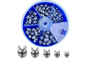PFEIBK 230pcs/120pcs/107pcs Fishing Weights Sinkers - Split Shot Fishing Weights Kit, 5 Size Round Removable Fishing Weight, 1 Round Box Set Fishing Sinkers for Freshwater Saltwater