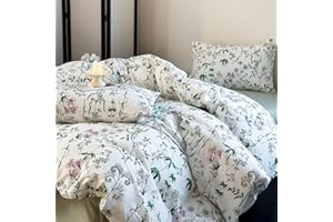 MKXI Botanical Duvet Cover Purple Floral Girls Queen Size Duvet Cover White Patterned Coquette Bedding Set Flowers Print Duvet Cover Reversible Cotton Duvet Covers