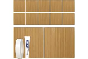 Aboofx 3D Wood Wall Panels, 19.7" x 19.7" 12 PCS Bendable Wood Slat Panels for Wall, Cuttable Water-Resistance Wood Wall Panels for Interior Wall Decor Peel and Stick Wallpaper(Oak Brown)