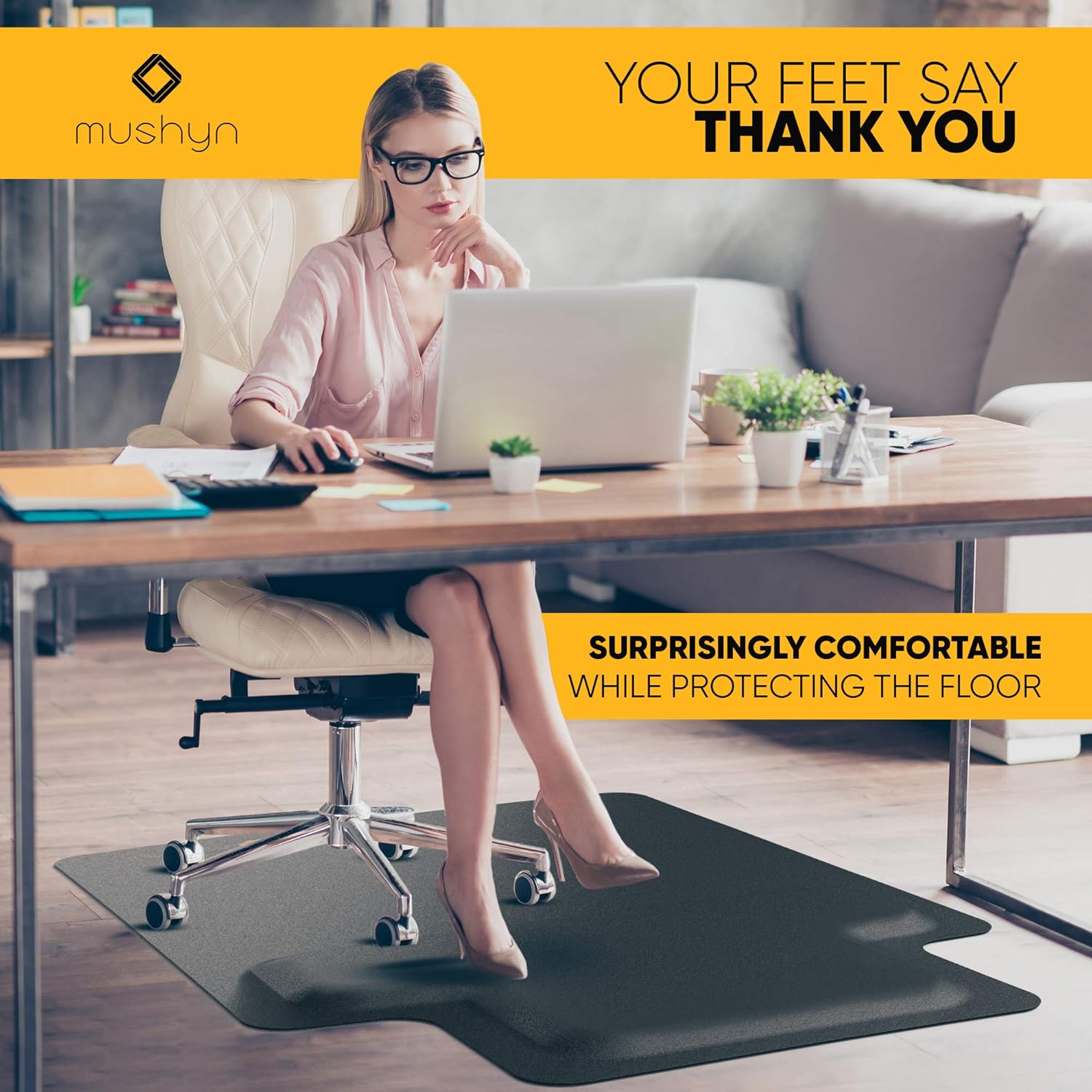 Office Chair Mat with Anti Fatigue Cushioned Foam - Chair Mat for Harwood Floor with Foot Rest Under Desk - 2 in 1 Chairmat Standing Desk Anti-Fatigue Comfort Mat: Kitchen & Dining