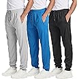 Real Essentials 3 Pack: Men's Tech Mesh Active Athletic Casual Jogger Sweatpants with Pockets(Available in Big & Tall)