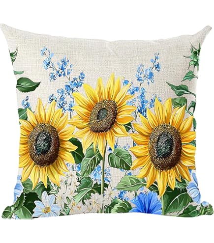 RYBornament Funda Cojin 45x45 4 Fundas Cojines Decorativos Para Sofa Cojines Amarillos Florales Exterior Cojín Decorativo Funda Almohada De Lino Para Cojines Decorativos Para Sofá Cama Coche Hogar
