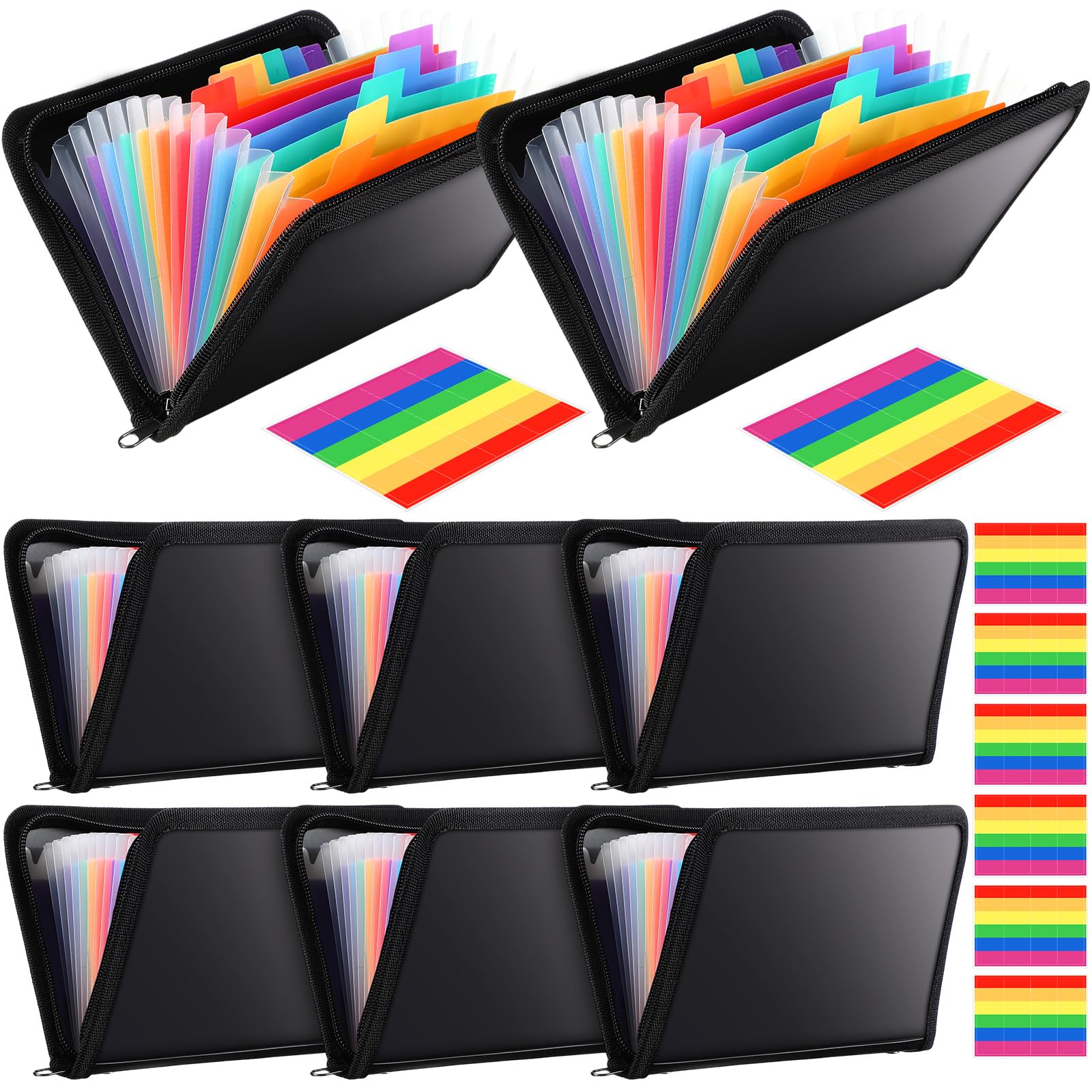Photo 1 of Dinifee 8 Pack Expandable File Organizer Bulk 13 Pockets A6 Size Mini Receipt Coupon Organizer Small Black Expanding File Wallet Folder Coupon Holder with Tab for Card Bill Office Business Document